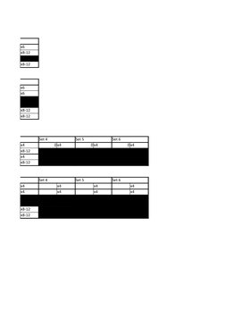 x6
x8-12
x8-12
x6
x6
x10
x10
x8-12
x8-12
Set 4
Set 5
Set 6
x4
0 x4
0 x4
0 x4
x8-12
0 x6
0 x6
0 x6
x4
x8-12
Set 4
Set 5
Set 6