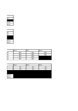 x6
x8-12
x8-12
x6
x6
x10
x10
x8-12
x8-12
Set 4
Set 5
Set 6
x4
0 x4
0 x4
0 x4
x4
0 x4
0 x4
0 x4
x4
0 x4
0 x4
x4
0 x4
0 x4
Set