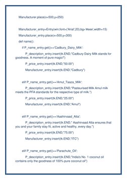 Manufacturer.place(x=500,y=250) 
 
    Manufacturer_entry=Entry(win,font=('Arial',20),bg='#eee',width=15) 
    Manufactur