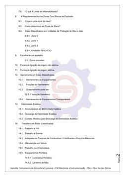 Página2
              7.6.      O quê é Limite de Inflamabilidade?
        8.       A Regulamentação das Zonas Com Riscos de