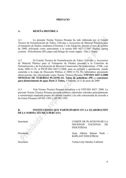 ii 
PREFACIO 
 
 
 
A. 
RESEÑA HISTÓRICA 
 
 
A.1 
La presente Norma Técnica Peruana ha sido elaborada por el Comité 
Técni