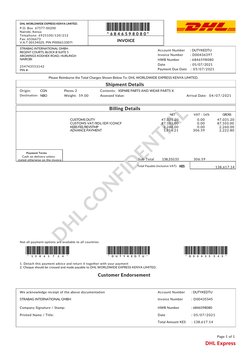 DHL CONFIDENTIAL
DHL WORLDWIDE EXPRESS KENYA LIMITED.
P.O. Box 67577-00200
Nairobi, Kenya
Telephone: 6925100/120/212
Fax: 653