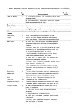 STROBE Checklist for Observational Studies | PDF | Cohort Study ...