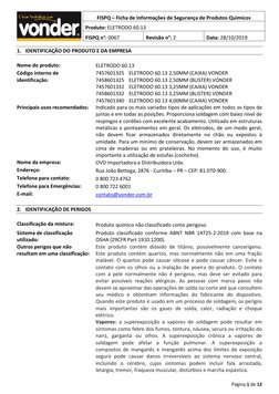 Página 1 de 12 
 
FISPQ – Ficha de Informações de Segurança de Produtos Químicos 
Produto: ELETRODO 60.13 
 
FISPQ n°