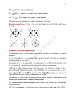 6 
 
 
      | [Document subtitle] 
For a continuous charge distribution, 
𝐸=
1
4𝜋𝜀0
𝜎
𝑟2 𝑑𝑆  ; Where σ is the surface