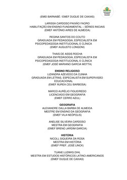 (EMEI BARNABÉ / EMEF DUQUE DE CAXIAS) 
 
LARISSA CARDOSO PAIXÃO FAORO 
HABILITAÇÃO EM ENSINO FUNDAMENTAL – SÉRIES INICI