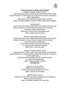 LÍNGUA INGLESA E LÍNGUA PORTUGUESA 
ANDREZA RAQUEL NUNES FREITAS 
LICENCIADA EM LETRAS, HABILITAÇÃO EM LÍNGUA PORTUGU
