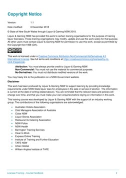 (http://creativecommons.org/licenses/by-nc-nd/4.0/) 
T Licensee Training – Course Handbook 
2 
 
Copyright Notice 
 
Version