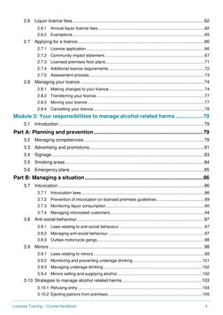 T Licensee Training – Course Handbook 
4 
 
2.6 
Liquor licence fees ......................................................