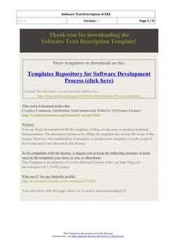 Software Test Description of XXX
Doc #
Version: 01
Page 1 / 8
This Template is the property of Cyrille Michaud
License terms 