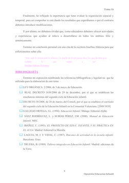Tema 16 
Finalmente, he reflejado la importancia que tiene evaluar la organización espacial y
temporal, para así comprobar si