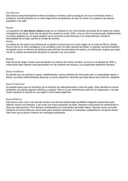 Cha-Cha-Cha
Esta danza extraordinariamente rítmica fundada en América Latina consiguió unir los movimientos lentos y 
enérgic