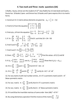 Matrix Question Bank with Solutions | PDF | Matrix (Mathematics ...