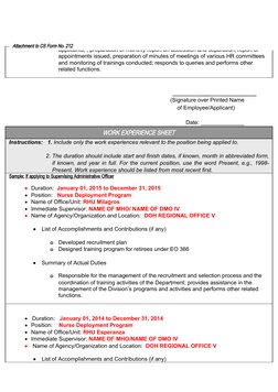 CSC Work Experience Sheet Template | PDF | Business | Employment