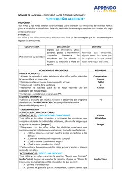 Sesiones de Emociones para Niños de 4 Años | PDF | Las emociones ...