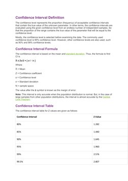 Confidence Interval Definition
The confidence level represents the proportion (frequency) of acceptable confidence intervals
