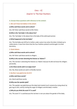 The Four Feathers: Class VI Q&amp;A Guide | PDF