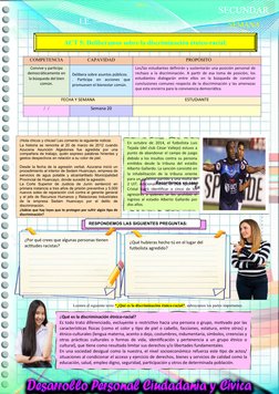5º
ACT 5: Deliberamos sobre la discriminación étnico-racial.
SEMANA
20
SECUNDAR
I.E. ---------------------------