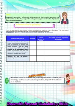 5º
SEMANA
20
SECUNDAR
I.E. ---------------------------                     
DPCC
Criterios de evaluación
Lo logre
Estoy en
p