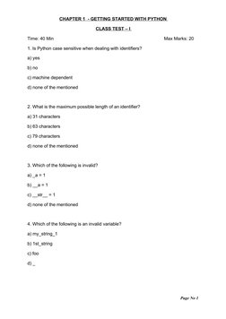 Class 11 Python MCQs: Chapters 1-4 | PDF | Computer Data Storage ...