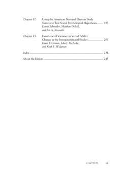 Chapter 12.
Using the American National Election Study 
Surveys to Test Social Psychological Hypotheses........ 193
Daniel Sc