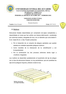 UNIVERSIDAD CENTRAL DEL ECUADOR
FACULTAD DE INGENIERÍA EN GEOLOGÍA, MINAS,
PETRÓLEO Y AMBIENTAL
CARRERA DE GEOLOGÍA
PERIODO A