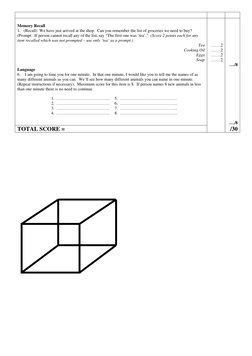 Memory Recall 
 
 
1.   (Recall)  We have just arrived at the shop.  Can you remember the list of groceries we need t