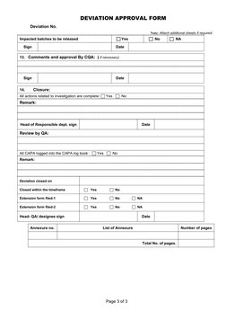 Deviation Approval Form Template | PDF | Business
