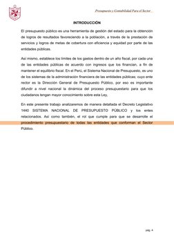 Presupuesto y Contabilidad Para el Sector
Público
INTRODUCCIÓN
El presupuesto público es una herramienta de gestión del estad