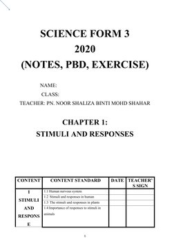 DATE: ______________ DAY: ____________________ CHAPTER 1: STIMULI AND RESPONSES
SCIENCE FORM