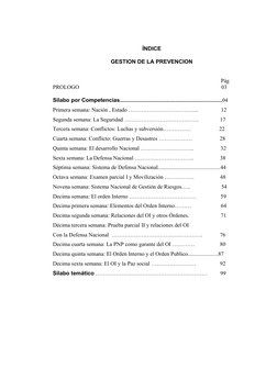 ÍNDICE
GESTION DE LA PREVENCION
Pág
PROLOGO
03
Silabo por Competencias.......................................................