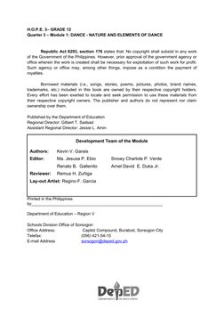 Hope 3 Dance Module Health Optimizing Physical Education (Hope3) Quarter 3 - Module 1 | PDF ...
