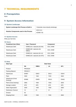 7
7 TECHNICAL REQUIREMENTS
8 Prerequisites
None
9 System Access Information
10 System Landscape
System Landscape this Proc