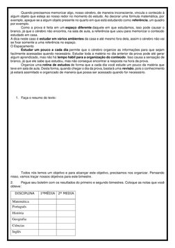 Atividades de Estudo Orientado - 8º Ano | PDF | Cérebro | Aprendizado
