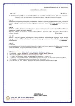 Academic Syllabus for M. Sc. Mathematics 
  
                    
Analytical Dynamics and Gravitation 
 
 
Time : 3 Hrs.