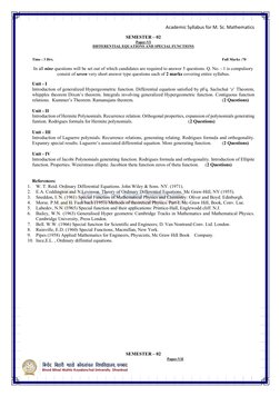 Academic Syllabus for M. Sc. Mathematics 
  
                    
SEMESTER – 02 
Paper-VI   
DIFFERENTIAL EQUATIONS AND SPE