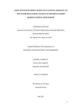 Effectiveness of Modular Distance Learning | PDF | Distance Education ...