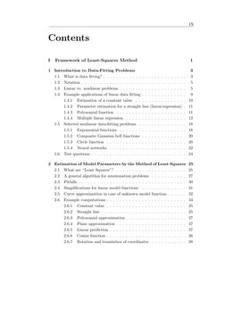 IX
Contents
I
Framework of Least-Squares Method
1
1
Introduction to Data-Fitting Problems
3
1.1
What is data ﬁtting? . . . .