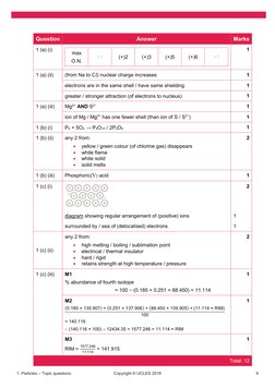Question 
Answer 
Marks 
1 (a) (i) 
ggf 
max 
O.N. 
+1 
(+)2 
(+)3 
(+)5 
(+)6 
+7 
ghghg 
1 
1 (a) (ii) 
(from Na to Cl) nuc