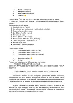 ✓
Regra: é uma casca
⁃
Disciplina: correção
⁃
Peso excessivo: esforço
⁃
Tristeza / ☹️
7  DISPENSAÇÕES: são 1000 anos cada fas