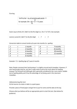 Schonell Spelling Test Instructions | PDF