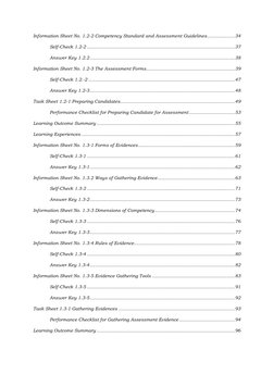 Information Sheet No. 1.2-2 Competency Standard and Assessment Guidelines .................... 34 
Self-Check 1.2-2 .........