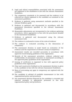 6. Legal and ethical responsibilities associated with the assessment 
are explained to the candidates in line with the releva