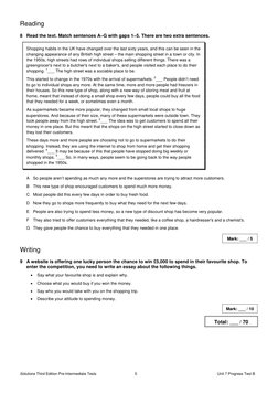 Unit 7 Progress Test B Answers | PDF | Supermarket | Retail