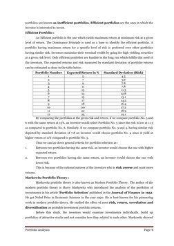 Portfolio Analysis 
Page 4 
 
portfolios are known as inefficient portfolios. Efficient portfolios are the ones in which the