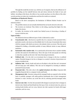 Portfolio Analysis 
Page 8 
 
 
Through this model the investor can, with the use of computer, find out the efficient set of