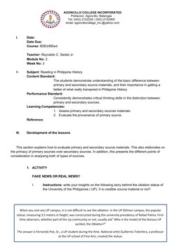 AGONCILLO COLLEGE INCORPORATED
       Poblacion, Agoncillo, Batangas
       Tel: (043) 2102228 / (043) 2102905