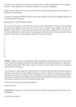 Queen Kaye'S 18 Debut Script | PDF