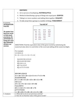 XNNTEEPO
3. Act or process of multiplying. NIOTMULILPTICA
4. Method of distributing a group of things into equal parts. SIONV
