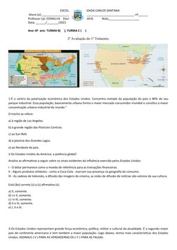 Questões sobre os Estados Unidos - 8º Ano | PDF | Os Estados Unidos ...